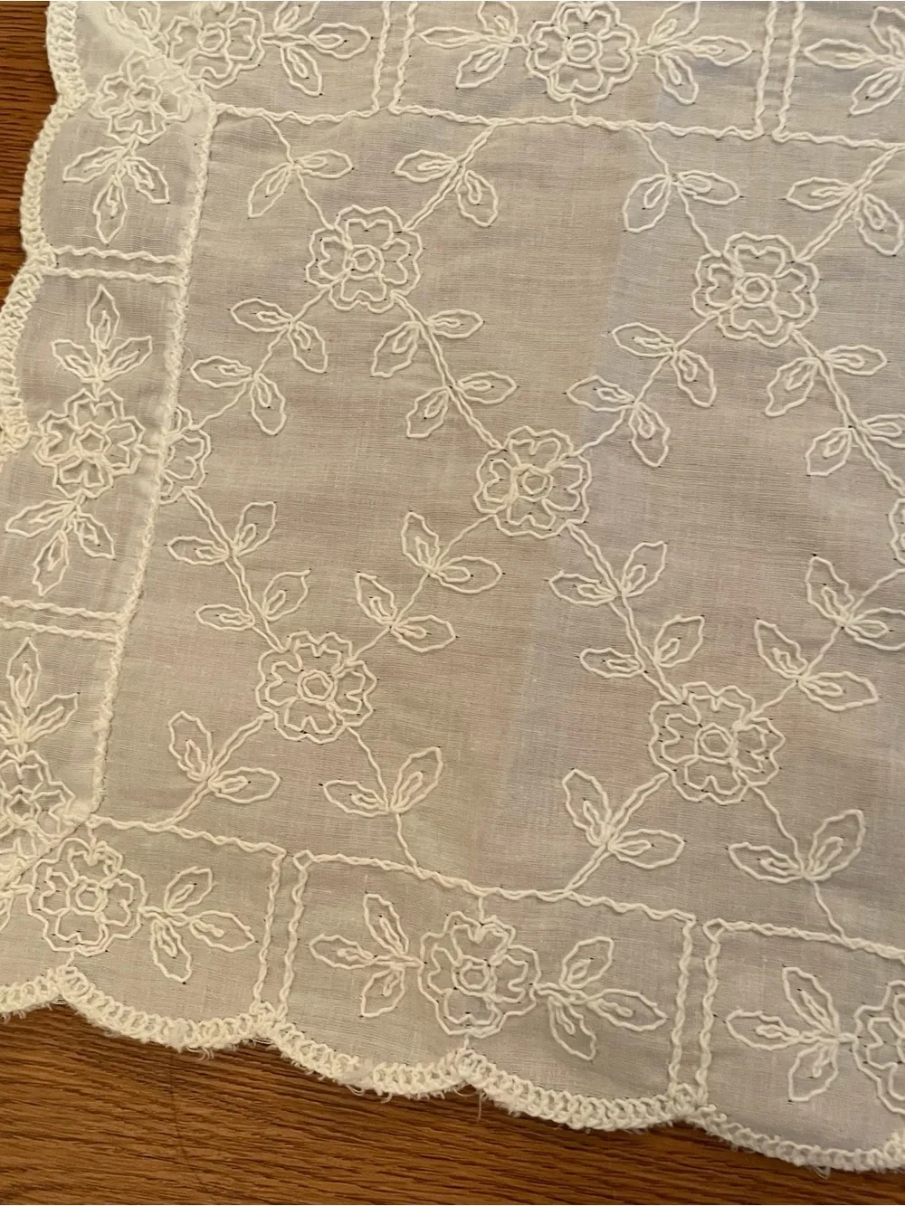 Vintage Stitched Table Runner Lot Of 2 White 22” X 40”